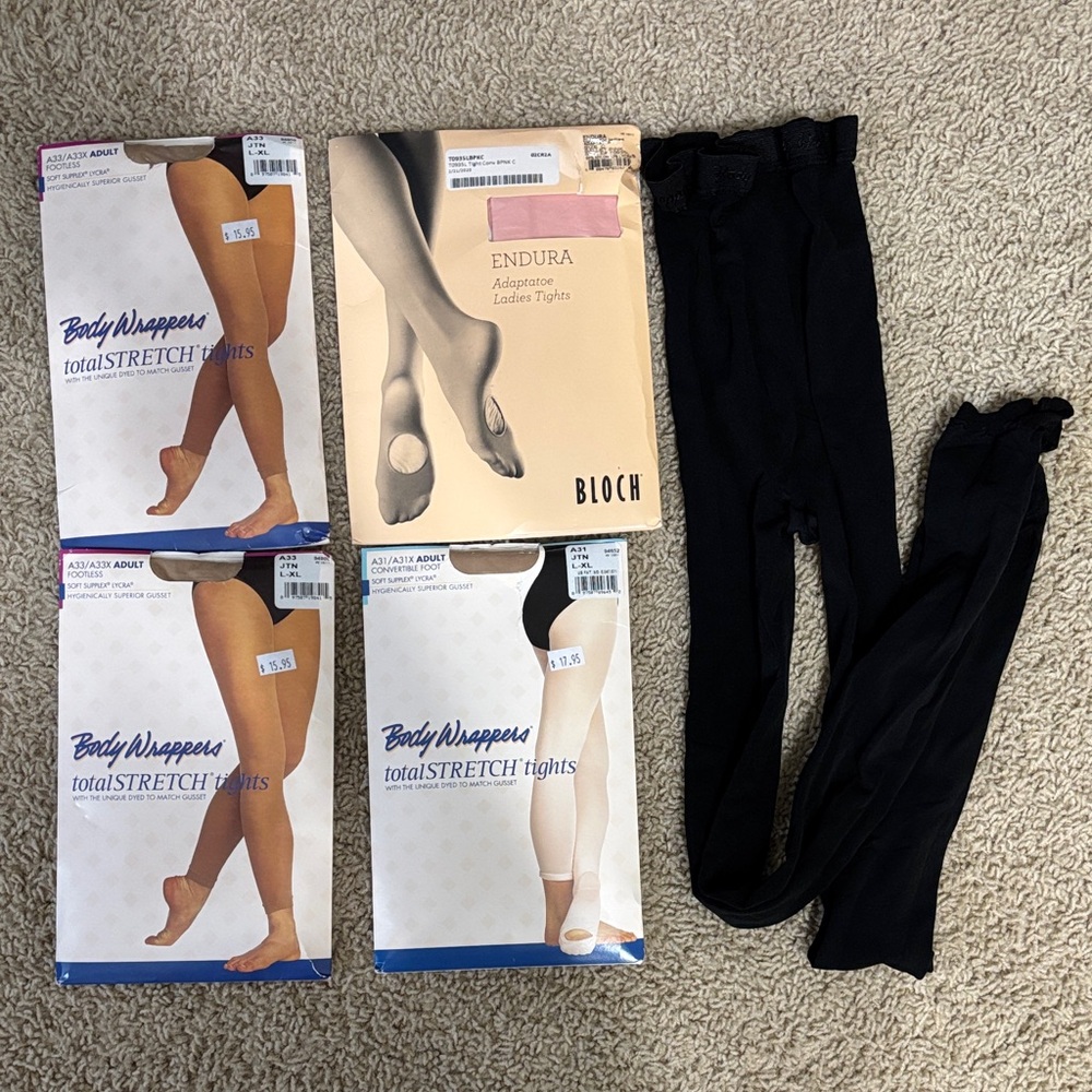 Bodywrappers Tan/Black Adult L/XL & Bloch Ballet Pink Women's Tights size C
